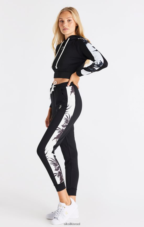 SikSilk לבוש 008V2F114 קפוצ'ון קפוצ'ון עם שרוולים פרחוני שחור נשים