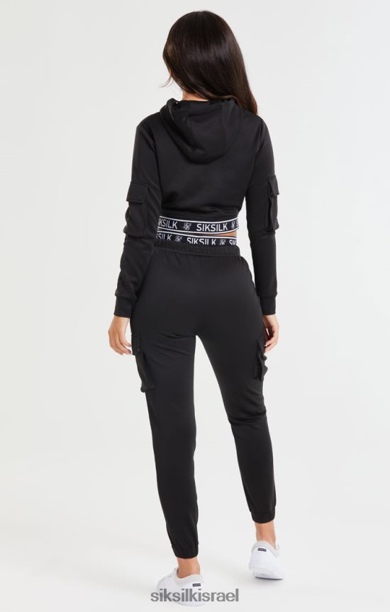 SikSilk לבוש 008V2F116 קפוצ'ון מטען קצוץ שחור נשים