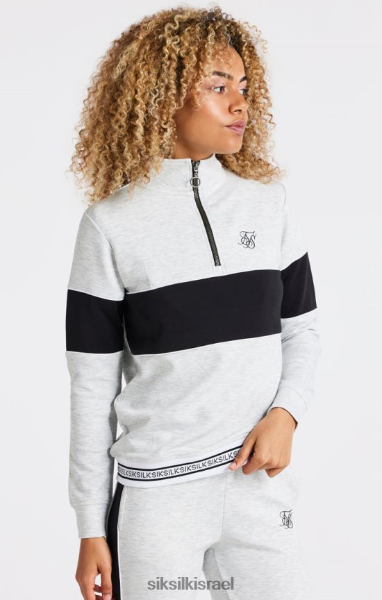 SikSilk לבוש 008V2F118 חלק עליון חוואר אפור 1/4 רוכסן נשים