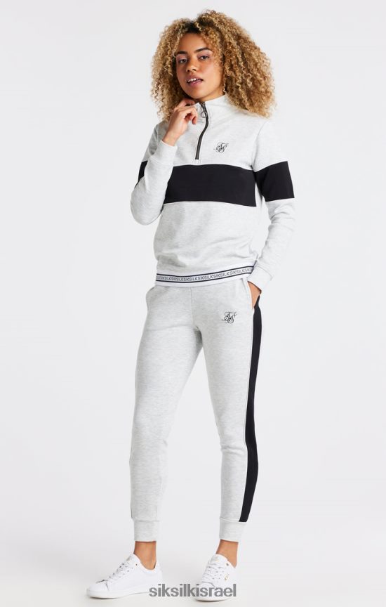 SikSilk לבוש 008V2F118 חלק עליון חוואר אפור 1/4 רוכסן נשים