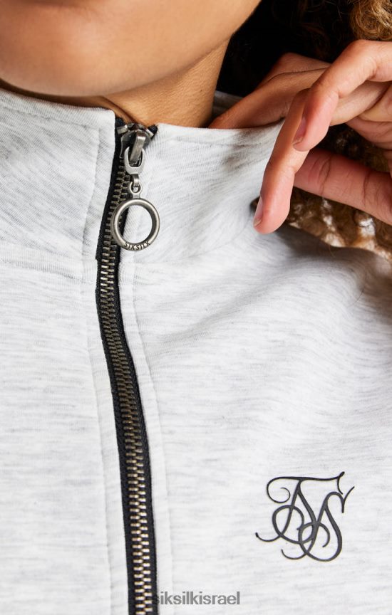 SikSilk לבוש 008V2F118 חלק עליון חוואר אפור 1/4 רוכסן נשים