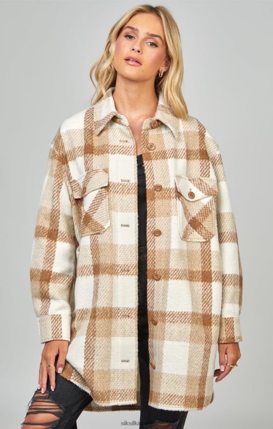 SikSilk לבוש 008V2F137 צריף משובץ בז' נשים