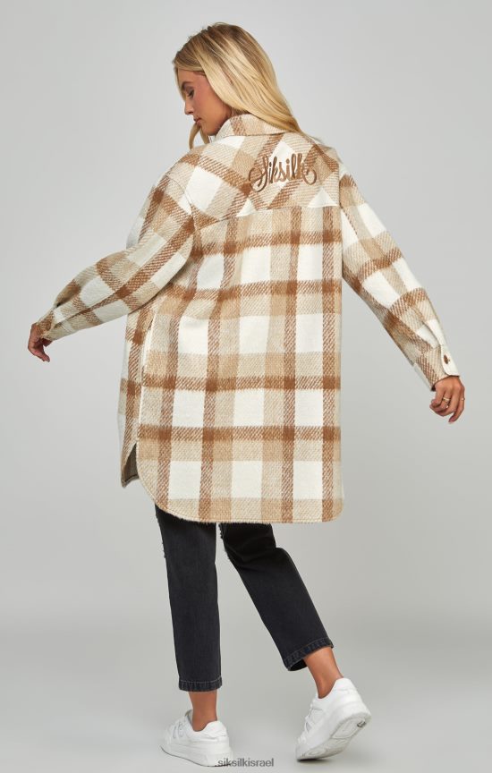 SikSilk לבוש 008V2F137 צריף משובץ בז' נשים