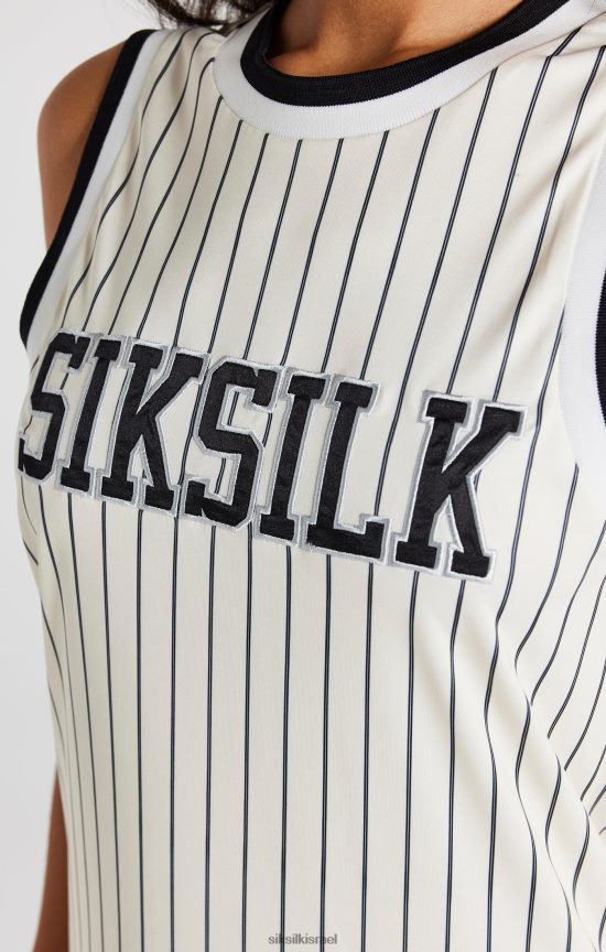 SikSilk לבוש 008V2F144 שמלת פסי סיכה של ecru כדורסל נשים