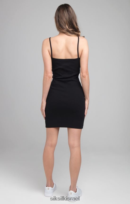 SikSilk לבוש 008V2F145 שמלת bodycon מצולעת - שחורה נשים
