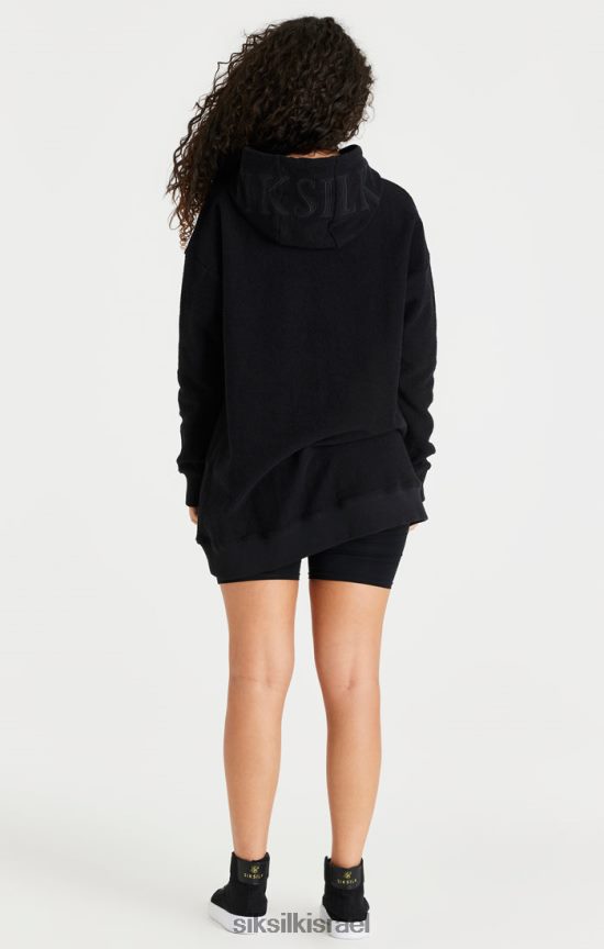 SikSilk לבוש 008V2F151 שמלת קפוצ'ון שחורה מבד פליסה נשים