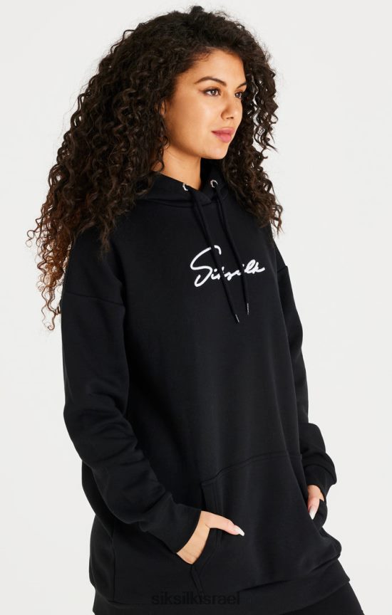 SikSilk לבוש 008V2F154 שמלת קפוצ'ון אוברסייז שחורה נשים
