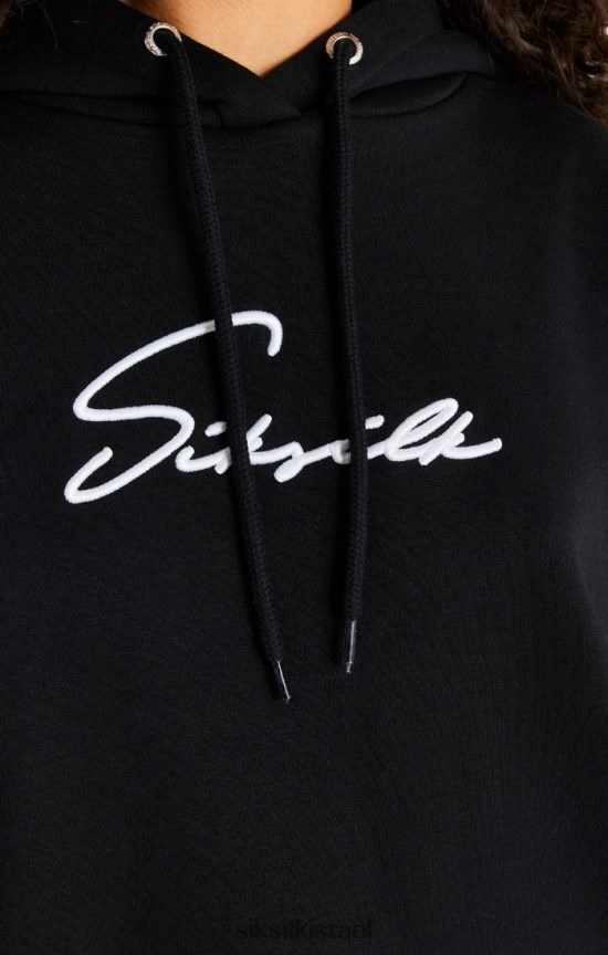 SikSilk לבוש 008V2F154 שמלת קפוצ'ון אוברסייז שחורה נשים