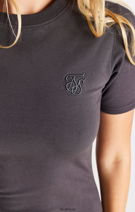 SikSilk לבוש 008V2F155 שמלה מודבקת עם שרוולים קצרים - אפורה נשים