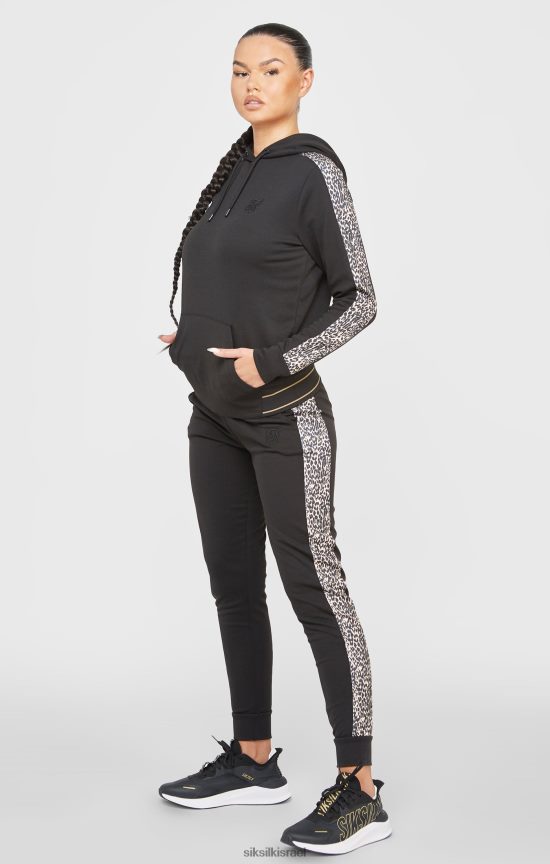 SikSilk לבוש 008V2F174 מכנסי מסלול דפוס נמר שחור נשים