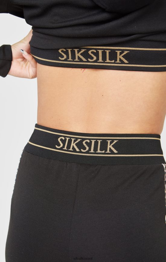 SikSilk לבוש 008V2F174 מכנסי מסלול דפוס נמר שחור נשים