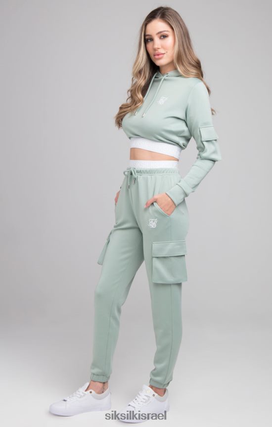 SikSilk לבוש 008V2F176 מכנסי מסלול קרגו טייפ - מרווה נשים