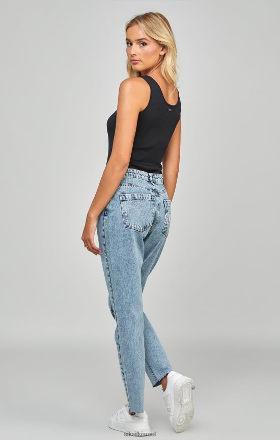 SikSilk לבוש 008V2F190 ג'ינס אמא רקום בכביסה תכלת נשים