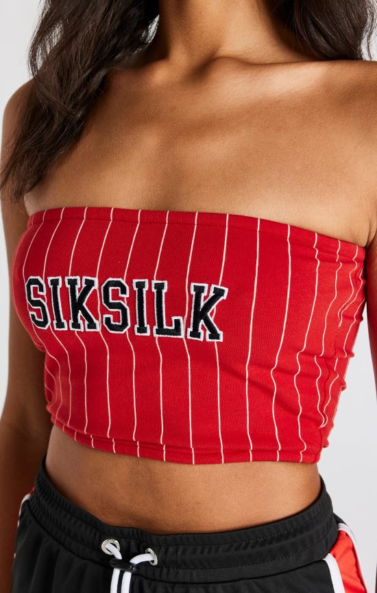 SikSilk לבוש 008V2F208 טופ פסי סיכה אדום נשים