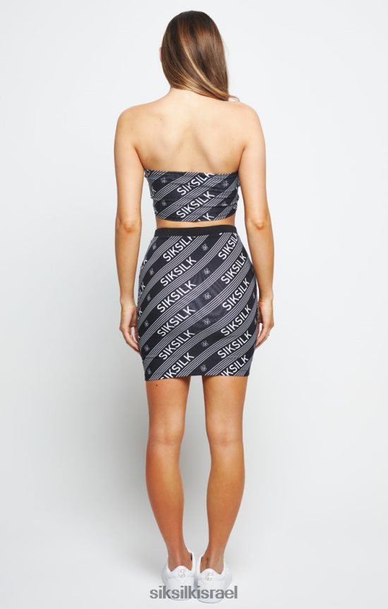 SikSilk לבוש 008V2F215 טופ בנדאו בהדפס לוגו - שחור נשים