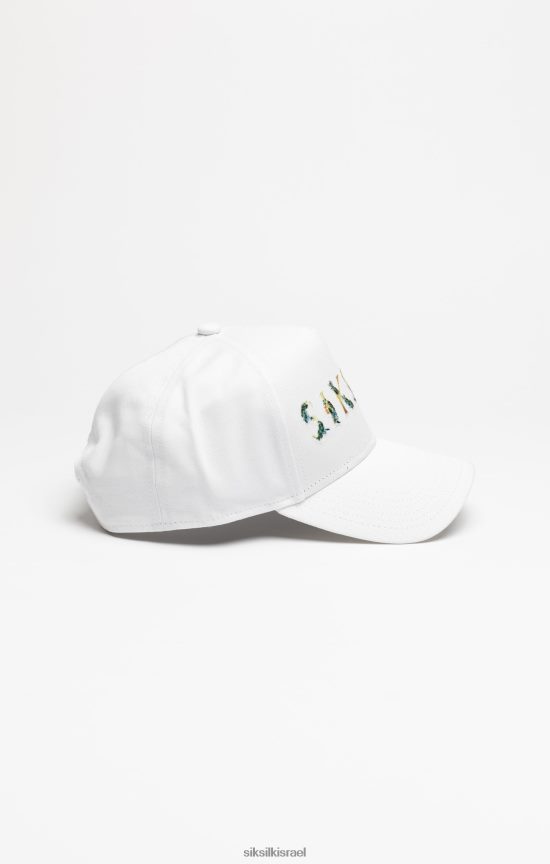 SikSilk אבזר 008V2F234 כובע משאית רקמה פרחונית לבן לִשְׁנֵי הַמִינִים