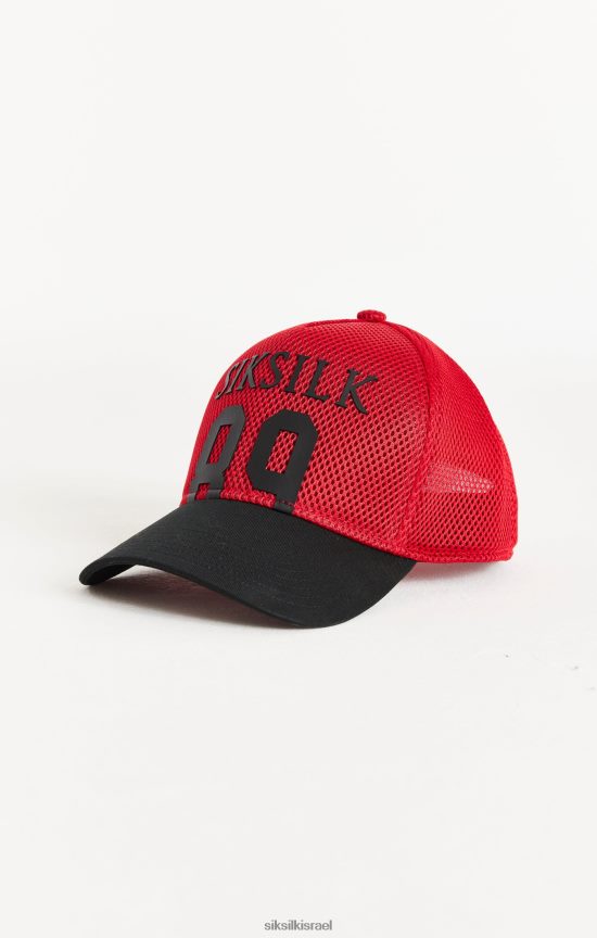 SikSilk אבזר 008V2F241 כובע משאית אדום מלא רשת 89 לִשְׁנֵי הַמִינִים