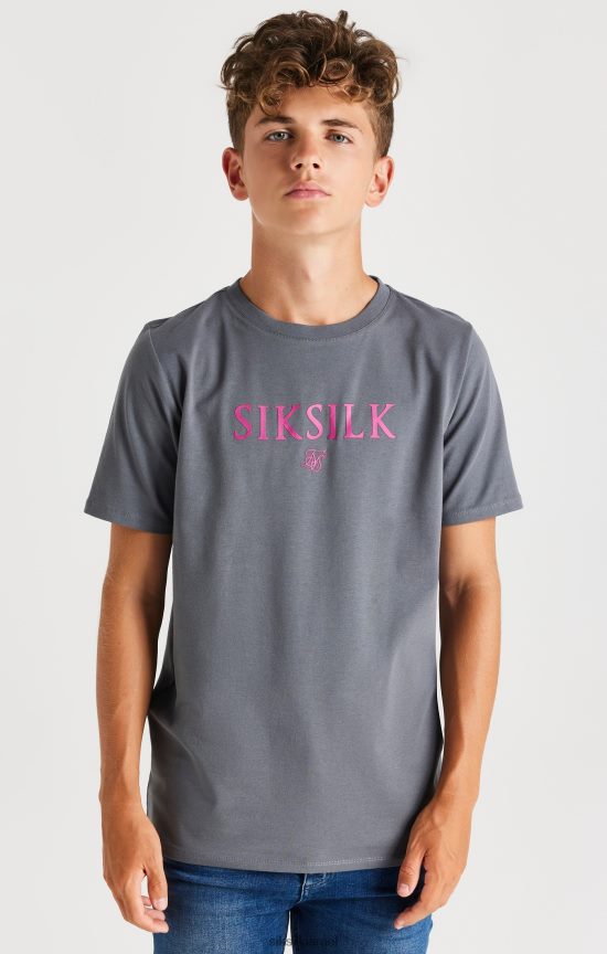 SikSilk לבוש 008V2F280 חולצת טי ממותגת אפורה בנים