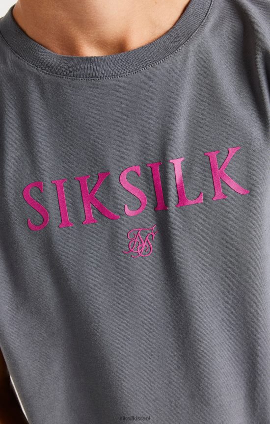 SikSilk לבוש 008V2F280 חולצת טי ממותגת אפורה בנים