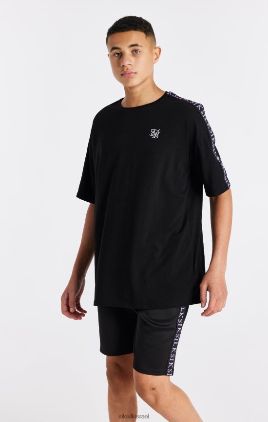 SikSilk לבוש 008V2F285 חולצת טריקו שחורה מודבקת בנים