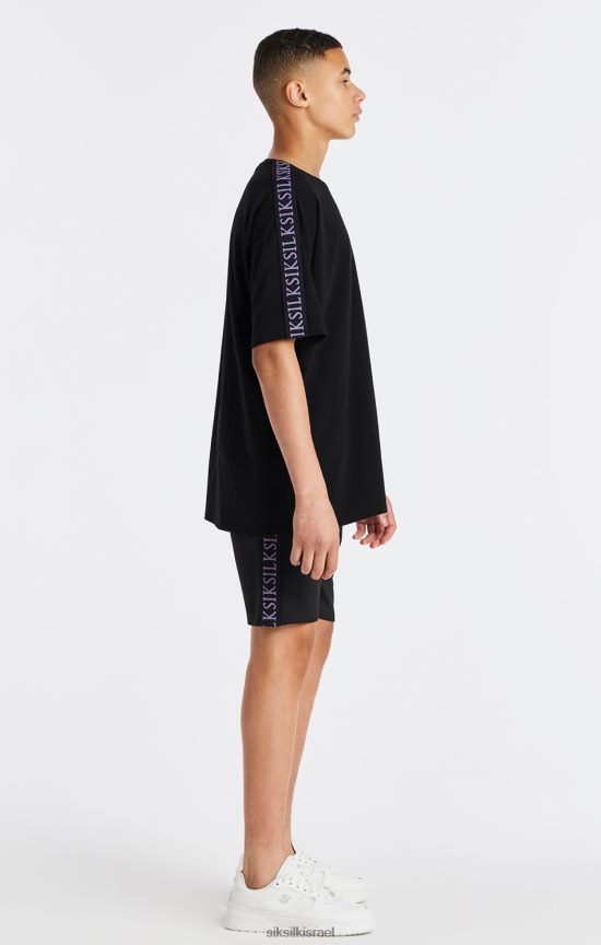 SikSilk לבוש 008V2F285 חולצת טריקו שחורה מודבקת בנים