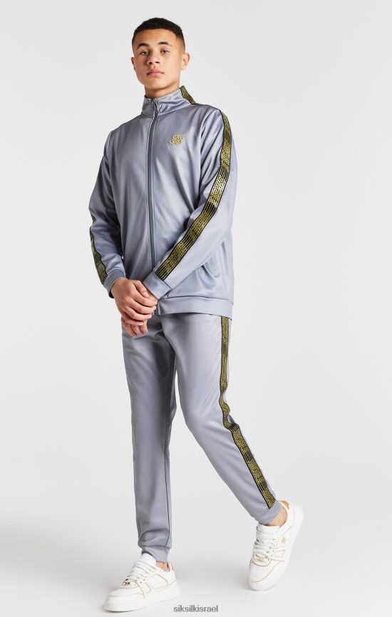 SikSilk לבוש 008V2F295 רוכסן דרך צוואר משפך מודבק באפור בנים