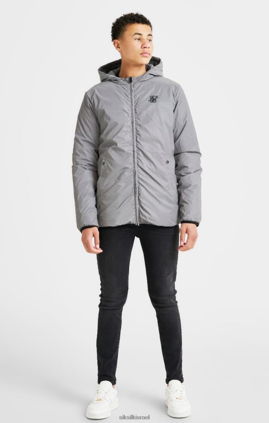 SikSilk לבוש 008V2F298 מעיל בועות אפור הפיך בנים