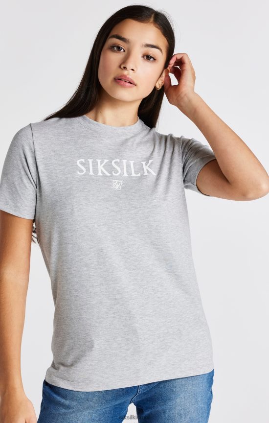 SikSilk לבוש 008V2F318 חולצת טריקו ממותגת חוואר אפורה בנות