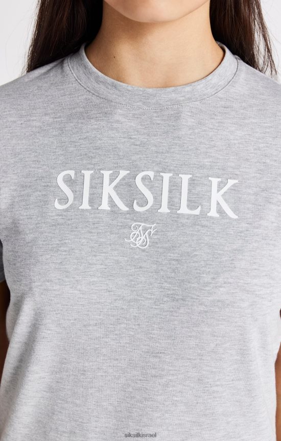 SikSilk לבוש 008V2F318 חולצת טריקו ממותגת חוואר אפורה בנות