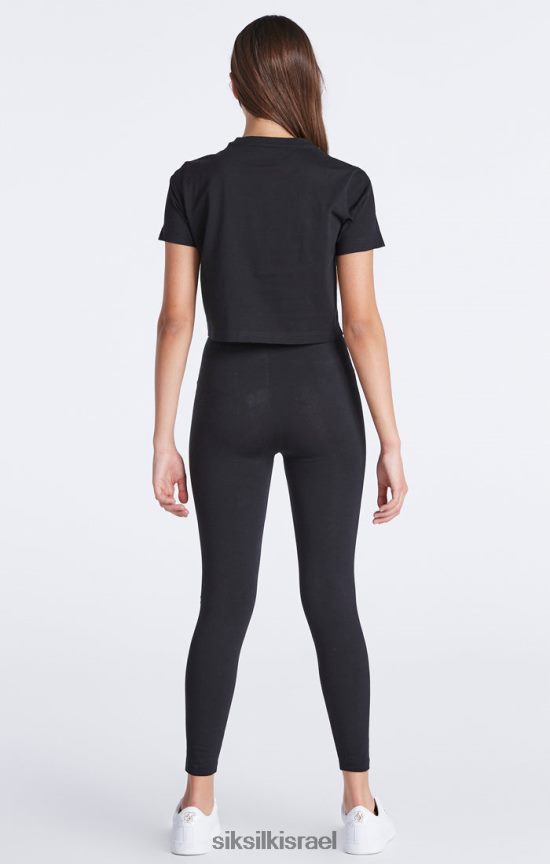 SikSilk לבוש 008V2F320 חולצת טי קצוצה שחורה חיוניים בנות