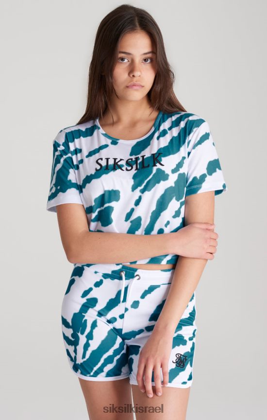 SikSilk לבוש 008V2F323 חולצת טריקו קצוצה עניבה לבנה בנות