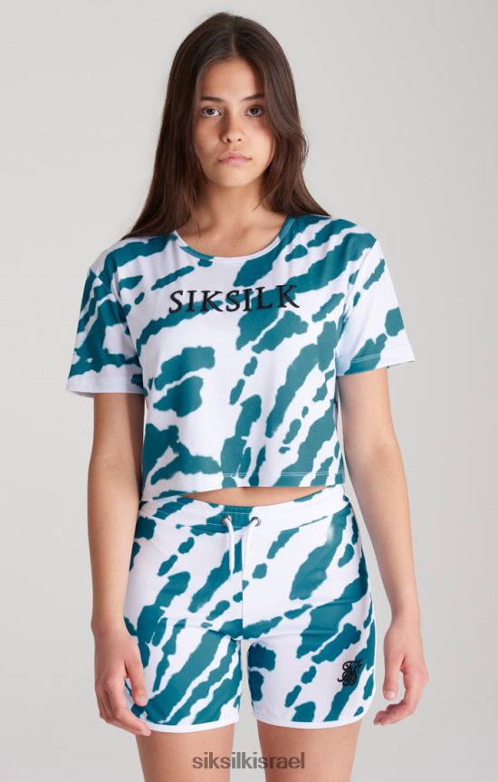SikSilk לבוש 008V2F323 חולצת טריקו קצוצה עניבה לבנה בנות