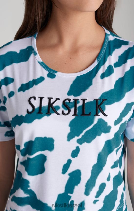 SikSilk לבוש 008V2F323 חולצת טריקו קצוצה עניבה לבנה בנות