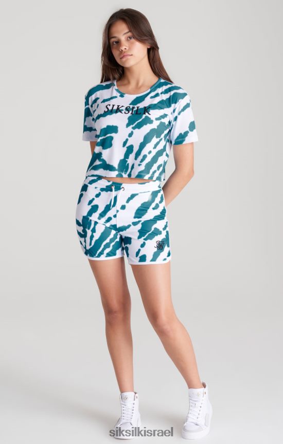 SikSilk לבוש 008V2F323 חולצת טריקו קצוצה עניבה לבנה בנות