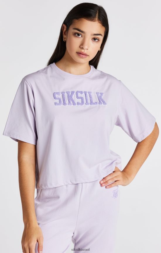 SikSilk לבוש 008V2F327 חולצת טריקו סגולה של לוגו אוניברסיטה בנות
