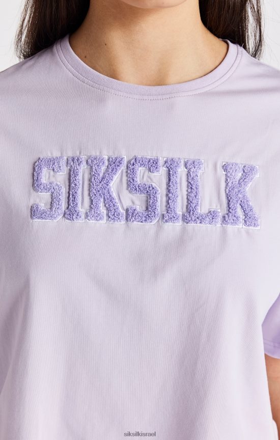 SikSilk לבוש 008V2F327 חולצת טריקו סגולה של לוגו אוניברסיטה בנות