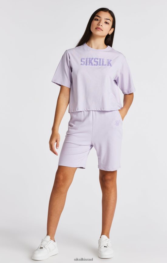 SikSilk לבוש 008V2F327 חולצת טריקו סגולה של לוגו אוניברסיטה בנות