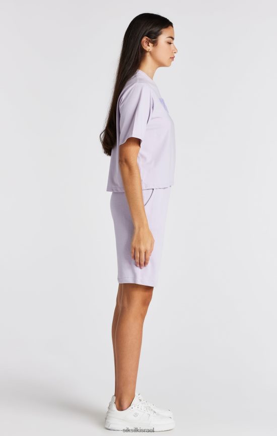 SikSilk לבוש 008V2F327 חולצת טריקו סגולה של לוגו אוניברסיטה בנות