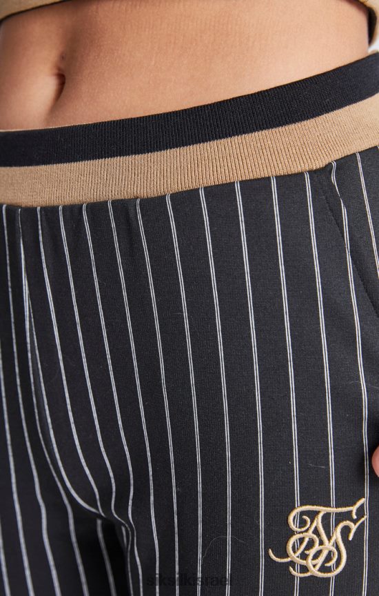 SikSilk לבוש 008V2F337 קפוצ'ון קצוץ בפס בייסבול שחור בנות