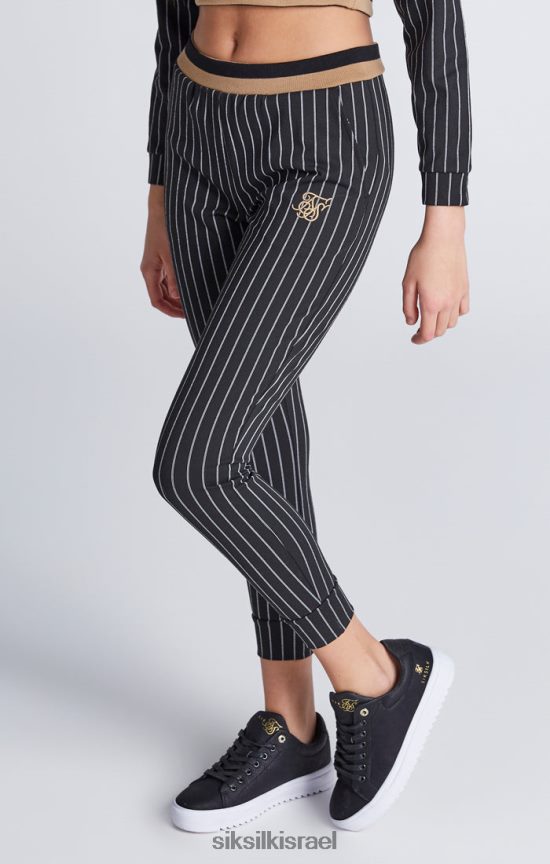 SikSilk לבוש 008V2F337 קפוצ'ון קצוץ בפס בייסבול שחור בנות