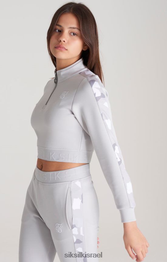SikSilk לבוש 008V2F338 חלק עליון רצועה אפור עם פאנל קמו בנות