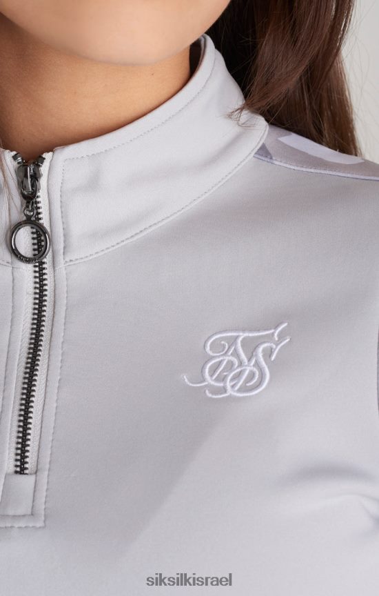 SikSilk לבוש 008V2F338 חלק עליון רצועה אפור עם פאנל קמו בנות