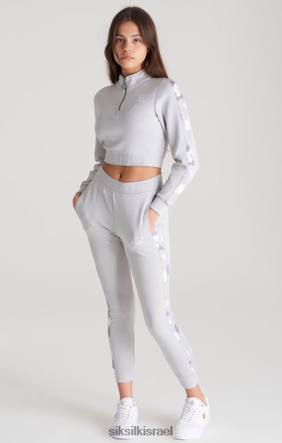 SikSilk לבוש 008V2F338 חלק עליון רצועה אפור עם פאנל קמו בנות