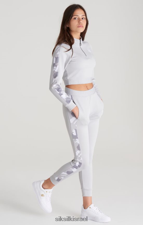 SikSilk לבוש 008V2F338 חלק עליון רצועה אפור עם פאנל קמו בנות