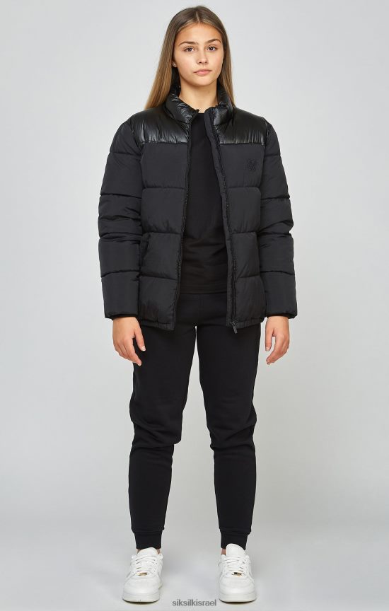 SikSilk לבוש 008V2F340 ז'קט בועות עם רוכסן שחור בנות