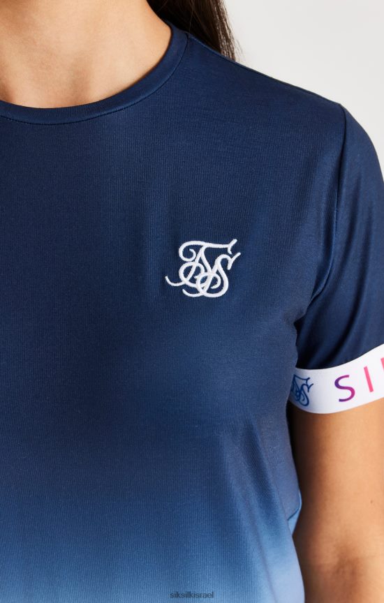 SikSilk לבוש 008V2F342 שמלת טי שירט דהיית קשת בענן - נייבי ולבן בנות