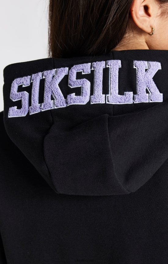 SikSilk לבוש 008V2F344 שמלת קפוצ'ון שחורה עם לוגו של האוניברסיטה בנות