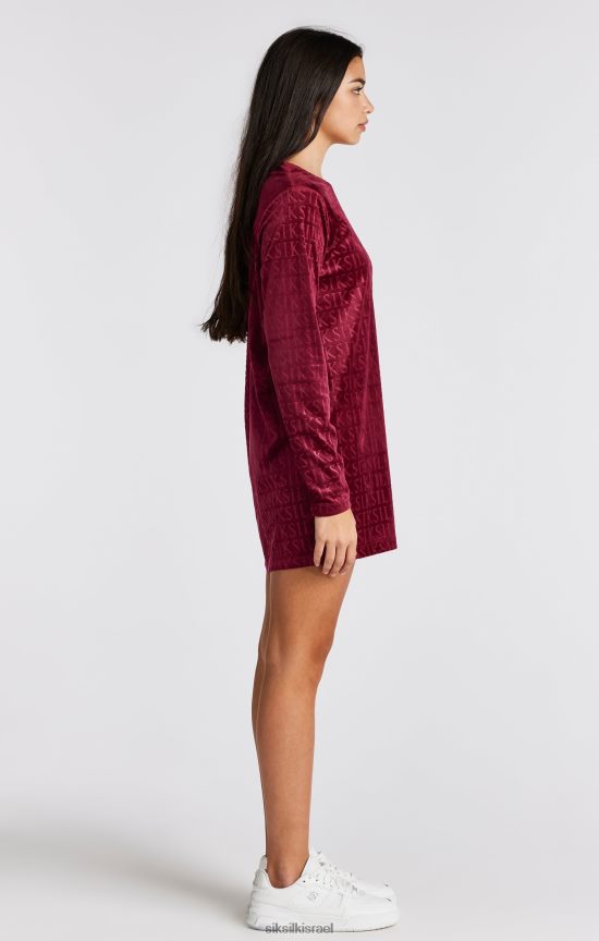 SikSilk לבוש 008V2F345 שמלת טריקו ורודה ורודה עם שרוול ארוך בנות