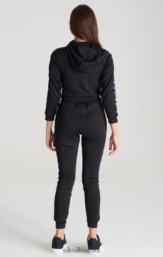 SikSilk לבוש 008V2F349 מכנסי ספורט שחור מודבקים בנות