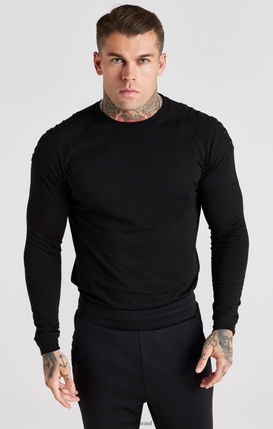 SikSilk לבוש 008V2F362 חולצה שחורה בהתאמה לשרירים גברים